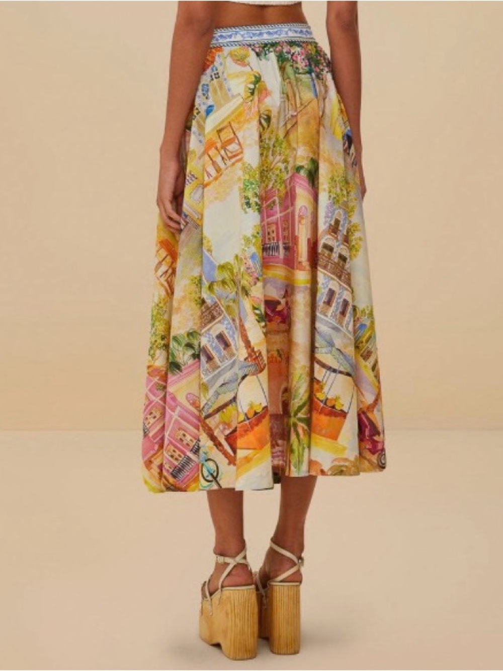 Farm Rio | NWT! Aracati Printed Poplin Midi Skirt - Picture 3 of 6